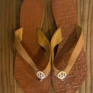 Tory Burch Thora Leather thong sandals.